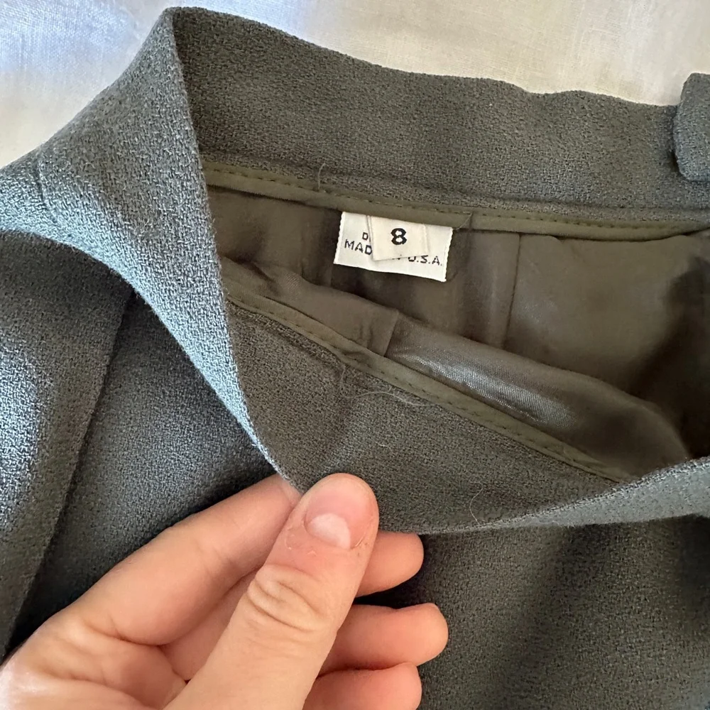 Vintage Christian Dior Green Skirt Suit with Gold Buttons